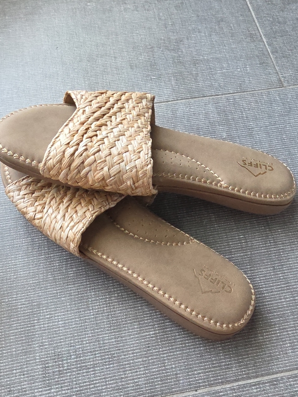 Cliffs by WHITE MOUNTAIN Tan Woven Slide Mules